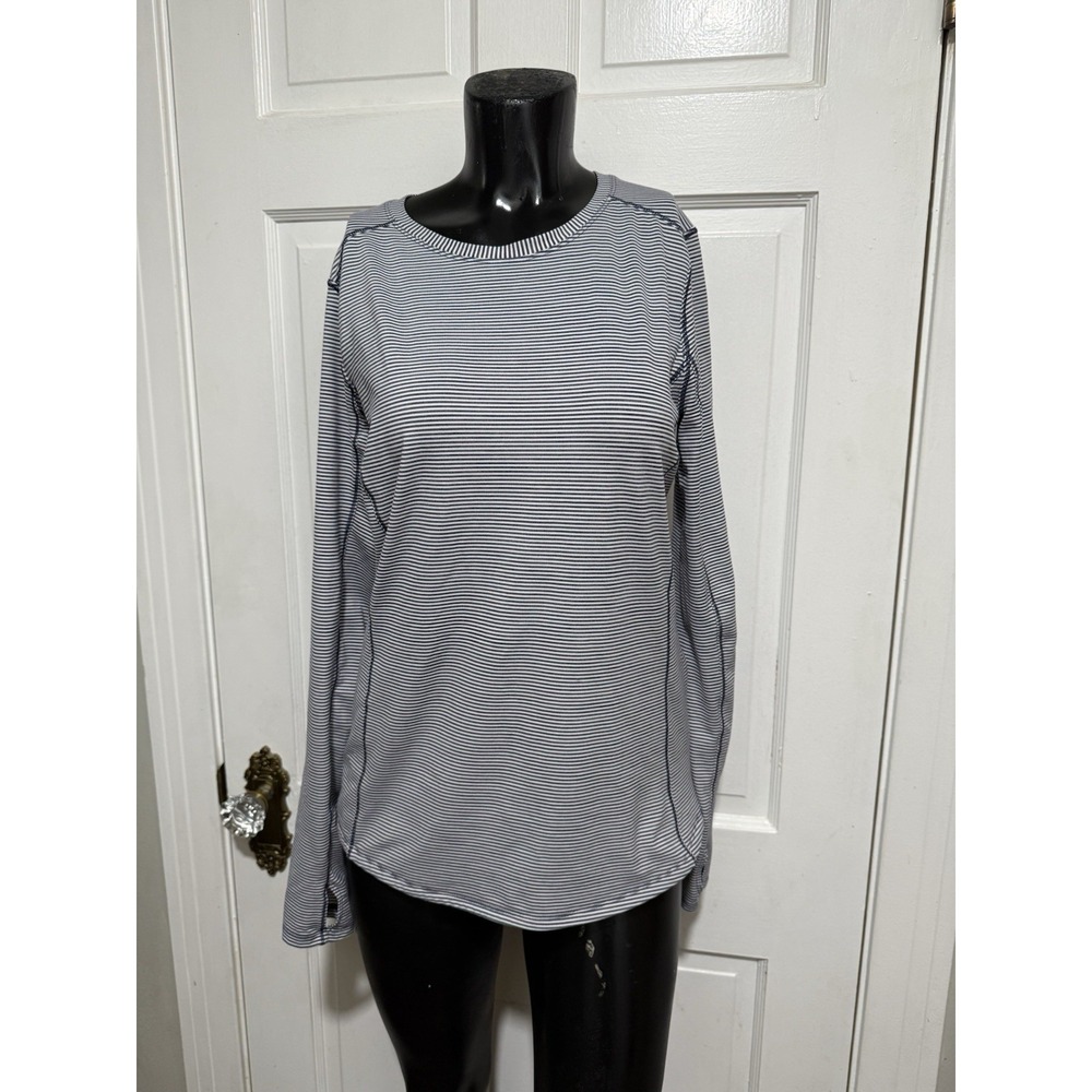 Womens Duluth Blue White Stripe Long Sleeve Shirt Pullover Thin Jacket Size Smal
